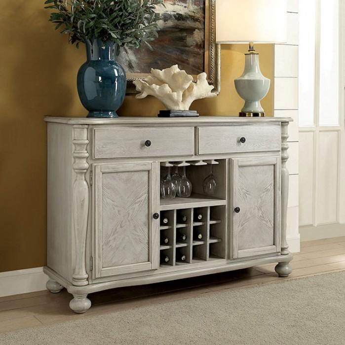 Transitional Server SIOBHAN CM3872WH-SV CM3872WH-SV in Antique White 