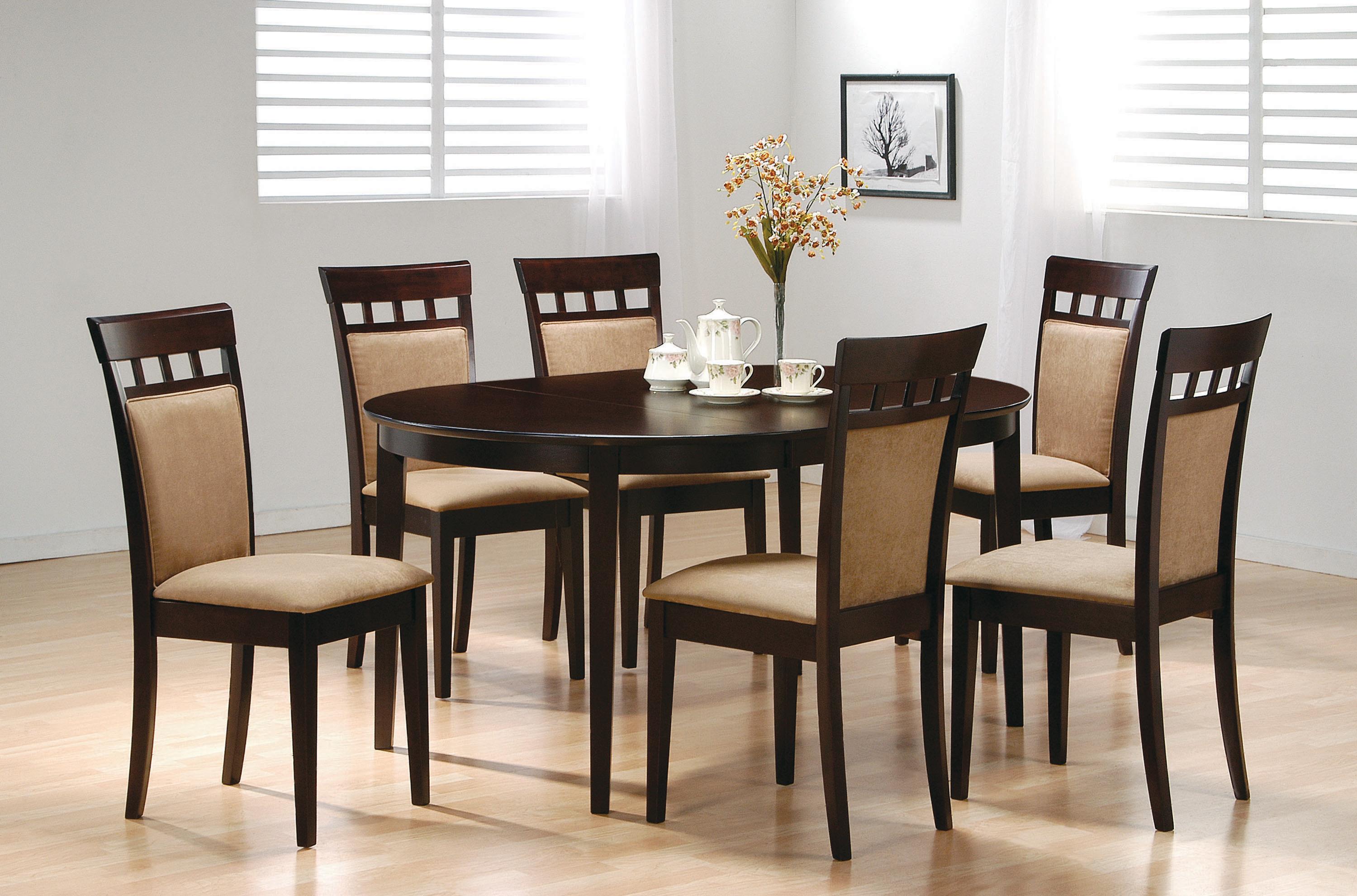 Transitional Dining Room Set 100770*73-S5 Gabriel 100770*73-S5 in Cappuccino Microfiber