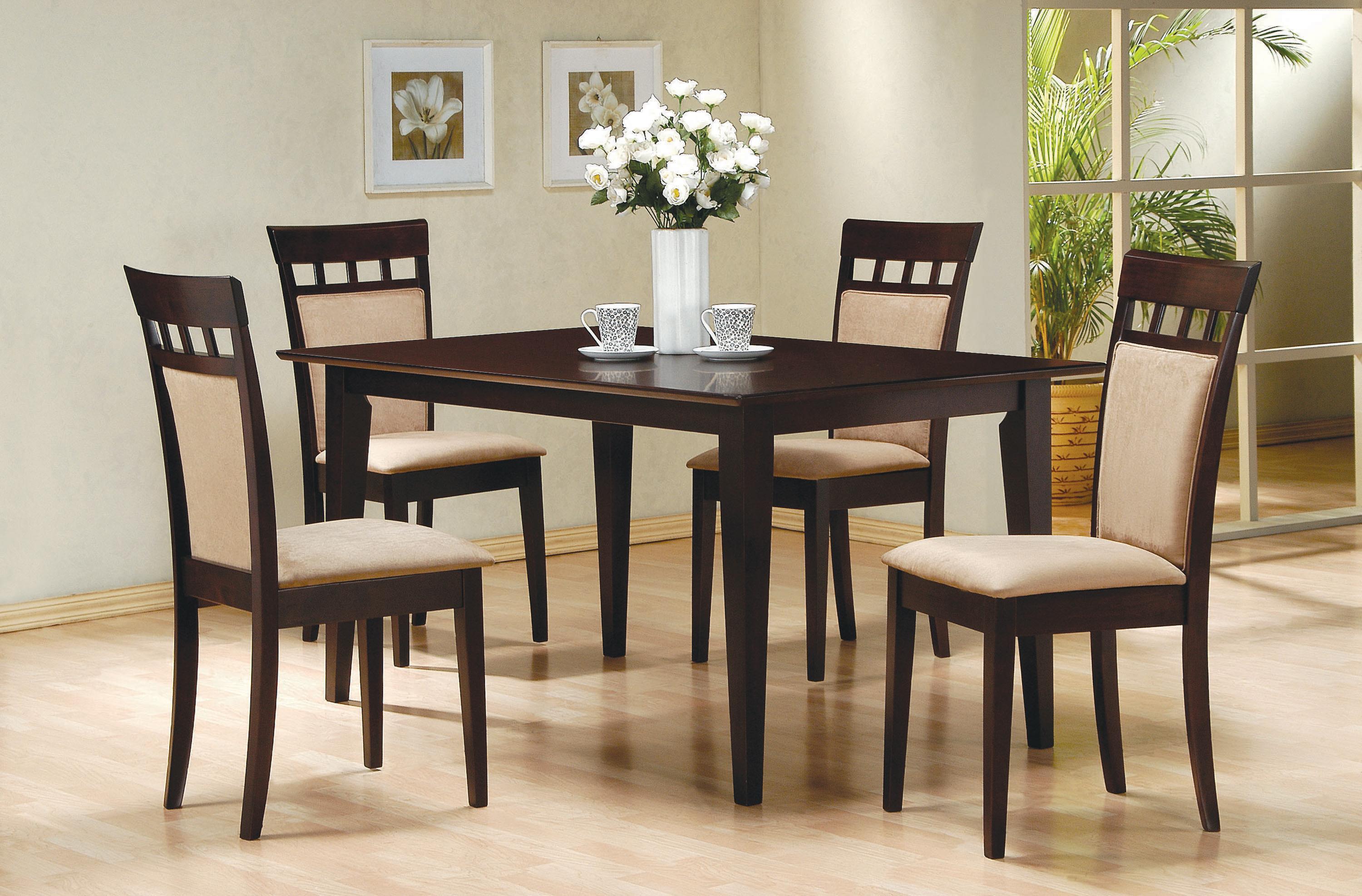 Transitional Dining Room Set 100771*73-S5 Gabriel 100771*73-S5 in Cappuccino Microfiber