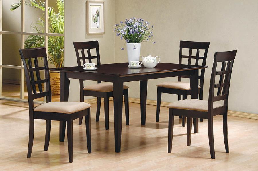 Transitional Dining Room Set 100771-S5 Gabriel 100771-S5 in Cappuccino Microfiber