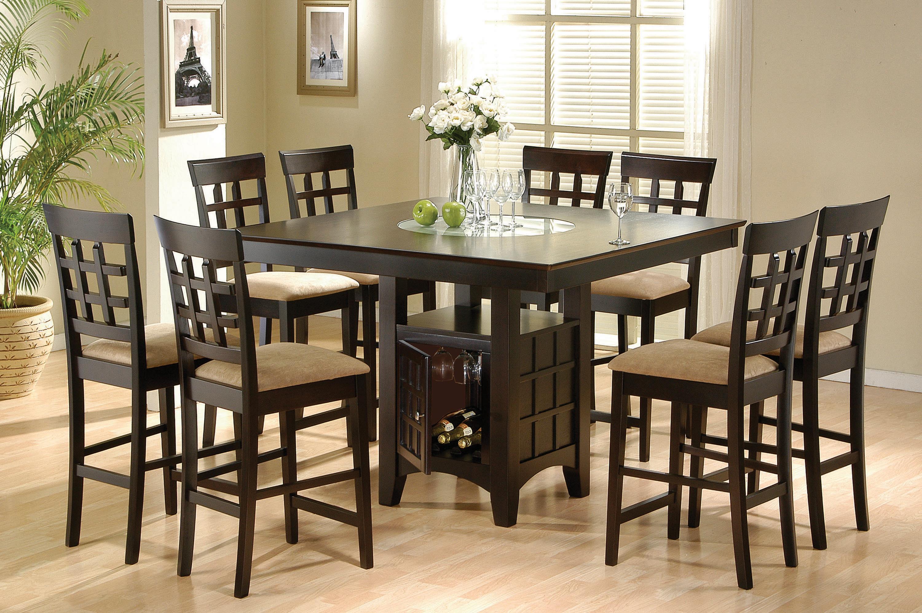 Transitional Dining Room Set 100438-S7 Clanton 100438-S7 in Cappuccino Fabric
