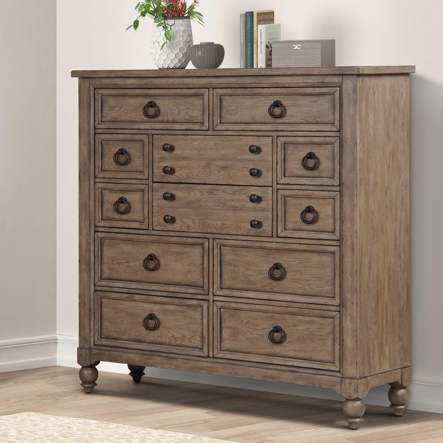 

    
Transitional Taupe 12 Drawer Chesser 615-BR32 Liberty Furniture
