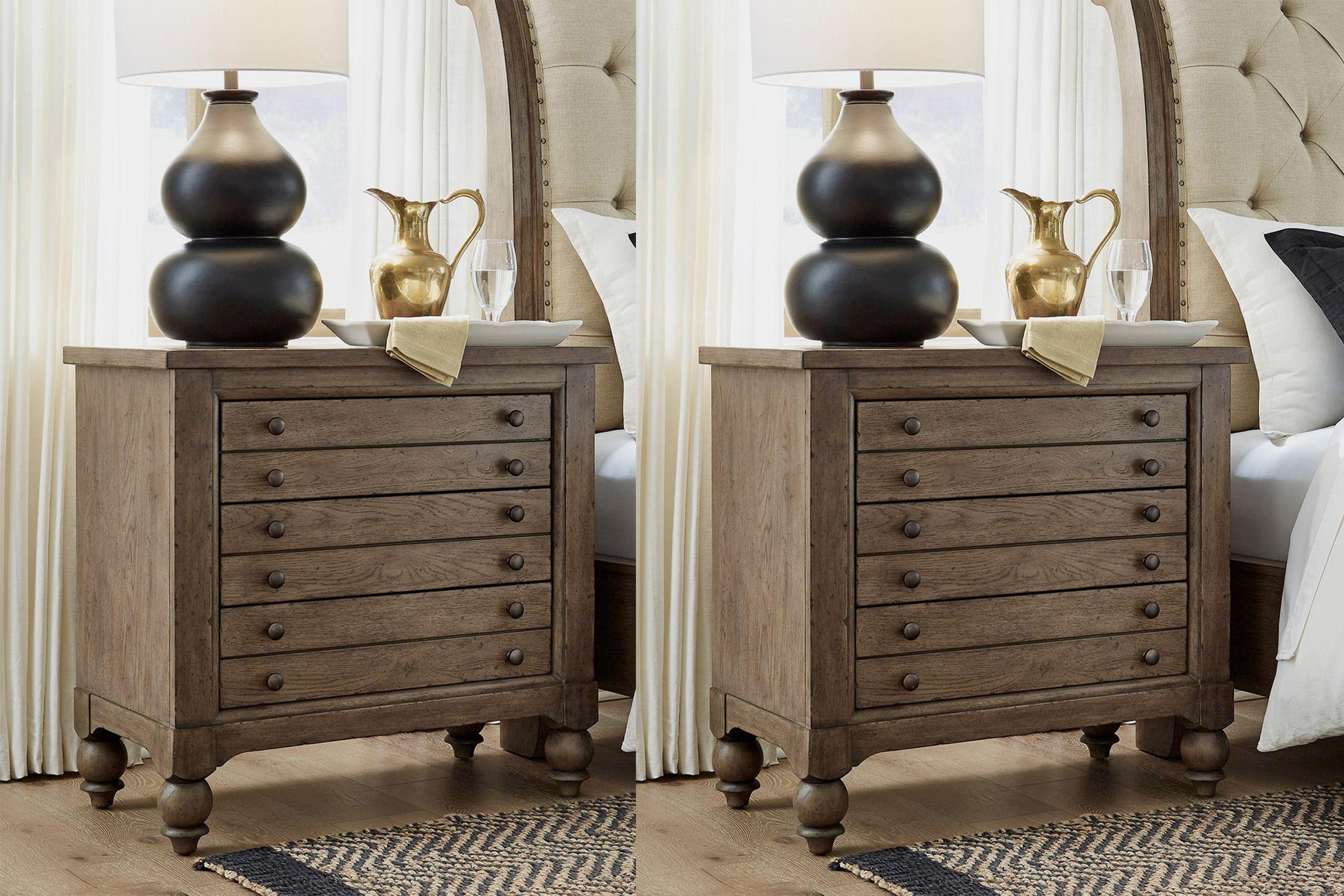 Transitional Nightstand Set Americana Farmhouse (615-BR) 615-BR62-Set-2 in Taupe 