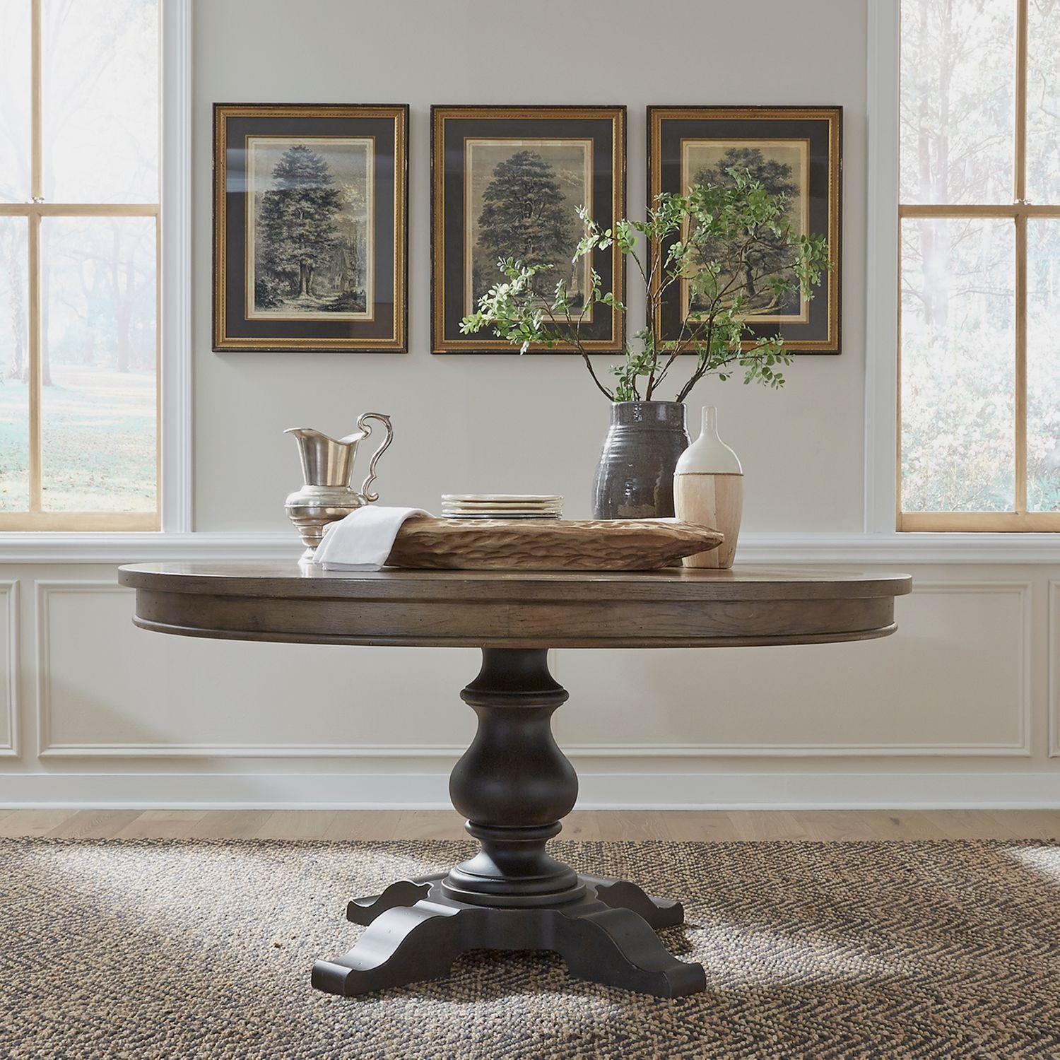 

    
Transitional Taupe & Black Pedestal Table 615-DR-OPED Liberty Furniture
