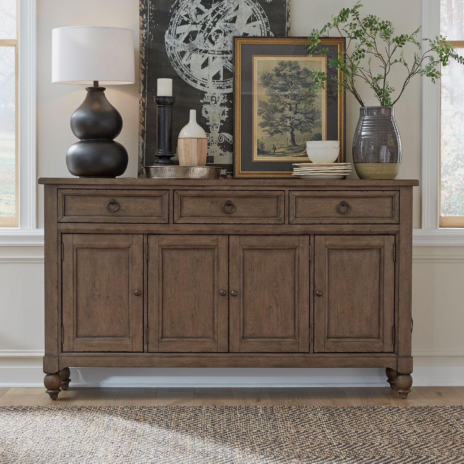 Transitional Buffet Americana Farmhouse (615-DR) 615-HB7242 in Taupe, Black 