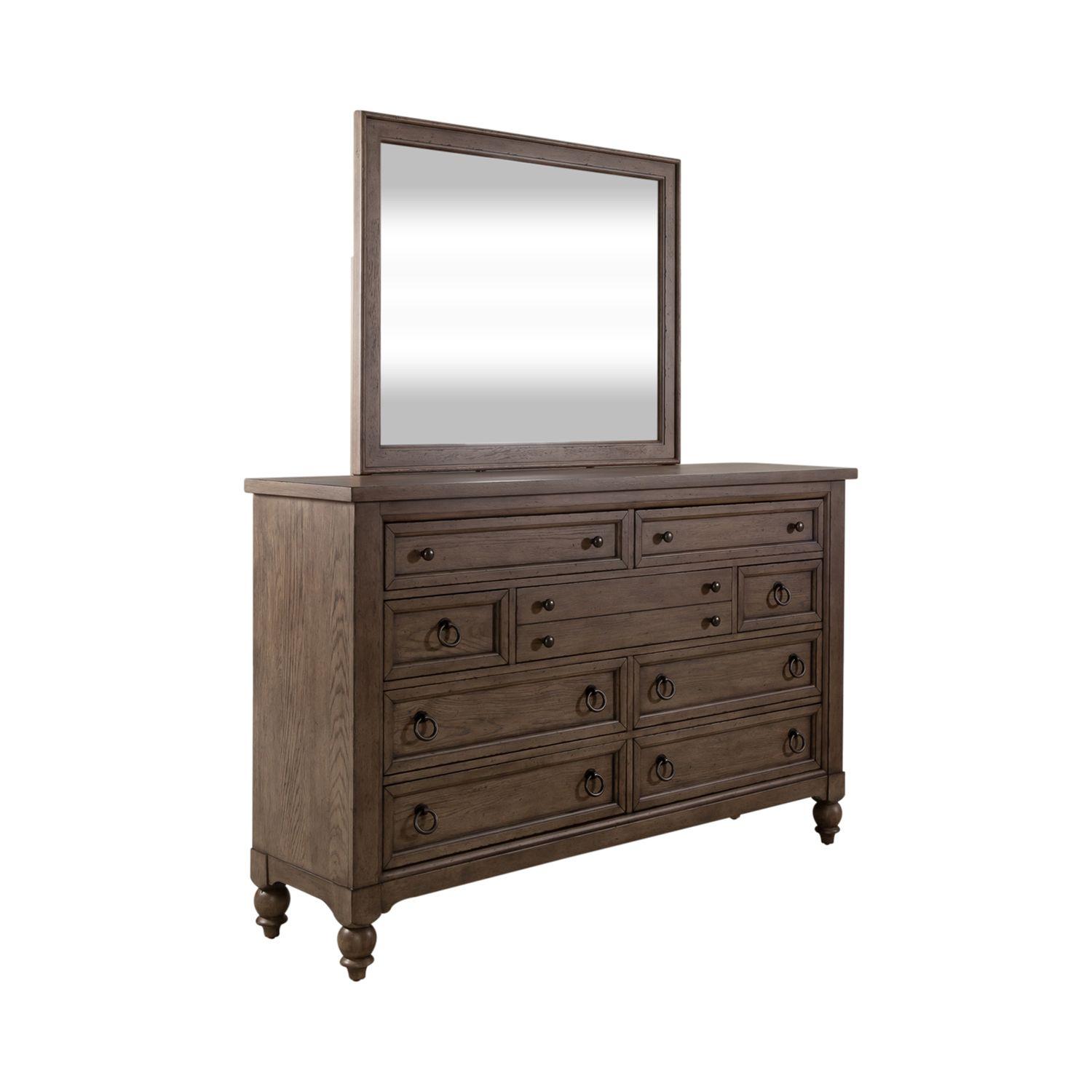 Transitional Dresser With Mirror Americana Farmhouse (615-BR) 615-BR-DM in Taupe 