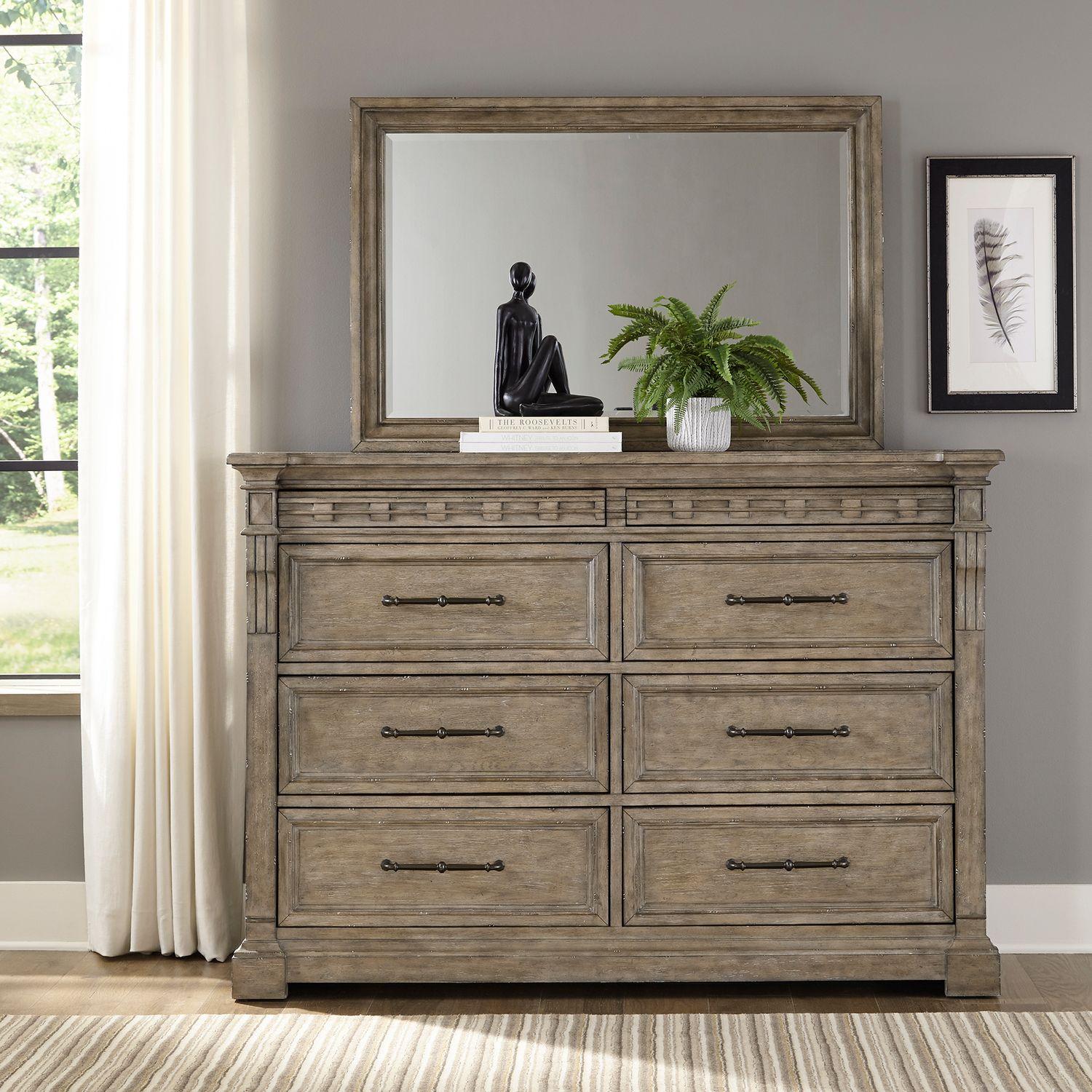 

    
Transitional Taupe Dresser & Mirror 2pcs Town & Country 711-BR Liberty Furniture
