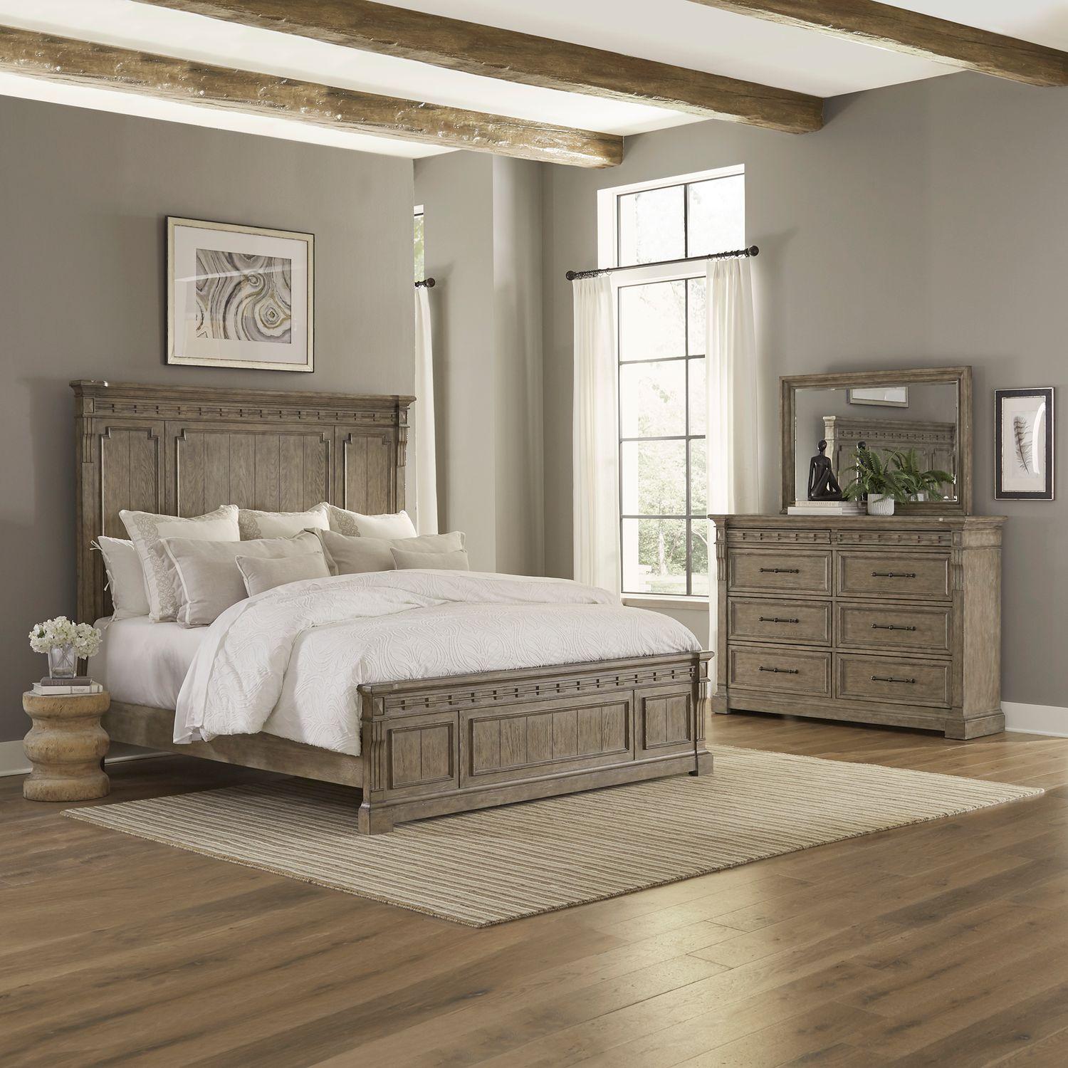 Transitional Panel Bedroom Set Town & Country (711-BR) 711-BR-KPBDM in Taupe 