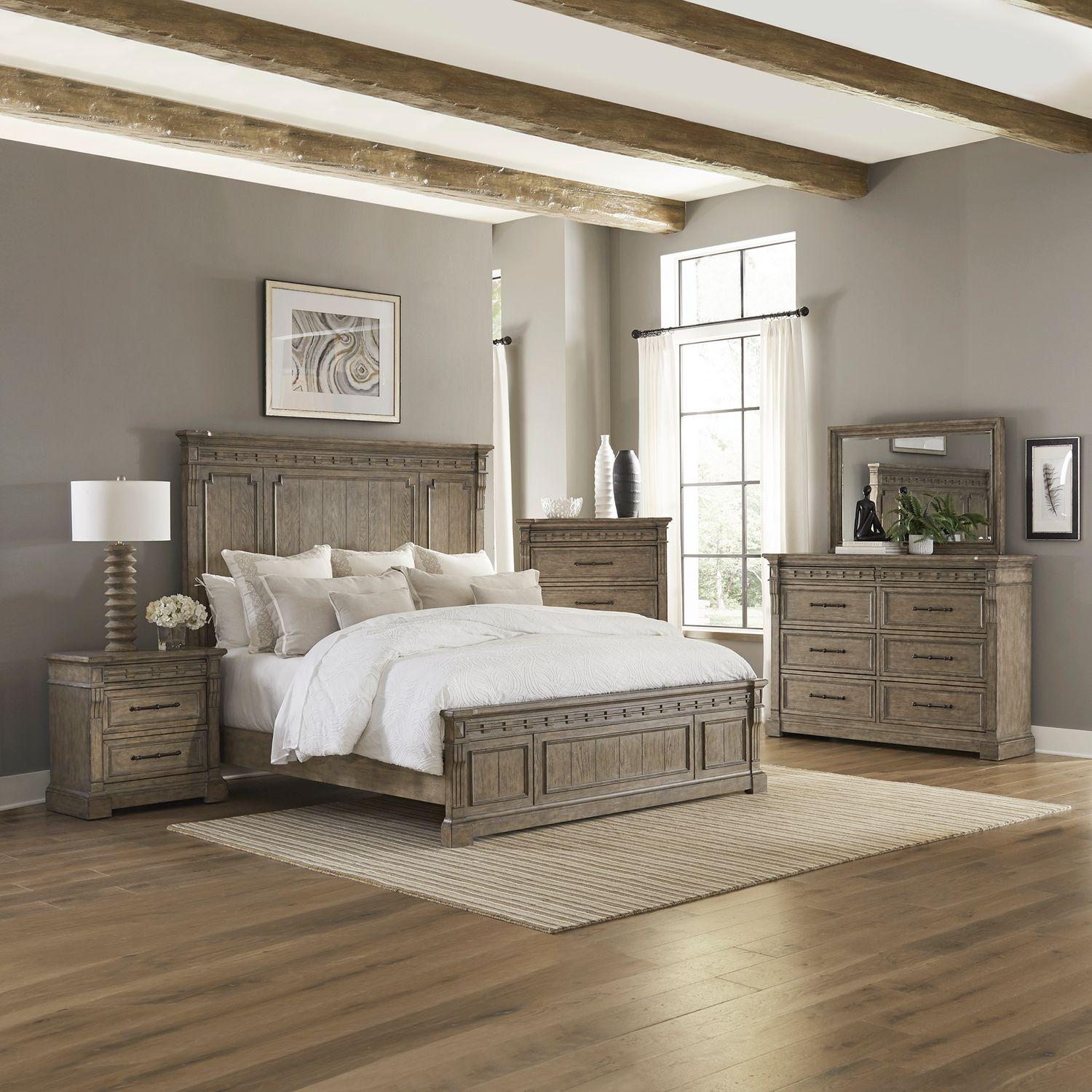 Transitional Panel Bedroom Set Town & Country (711-BR) 711-BR-KPBDMCN in Taupe 