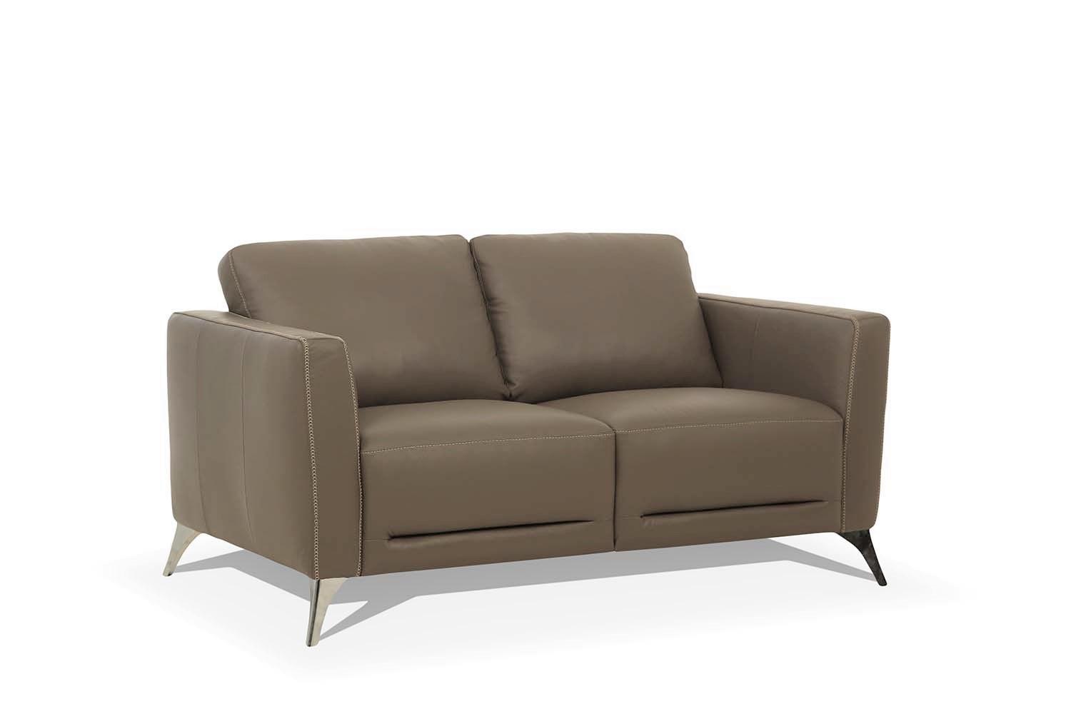 Transitional Loveseat Malaga 55001 in Brown Leather