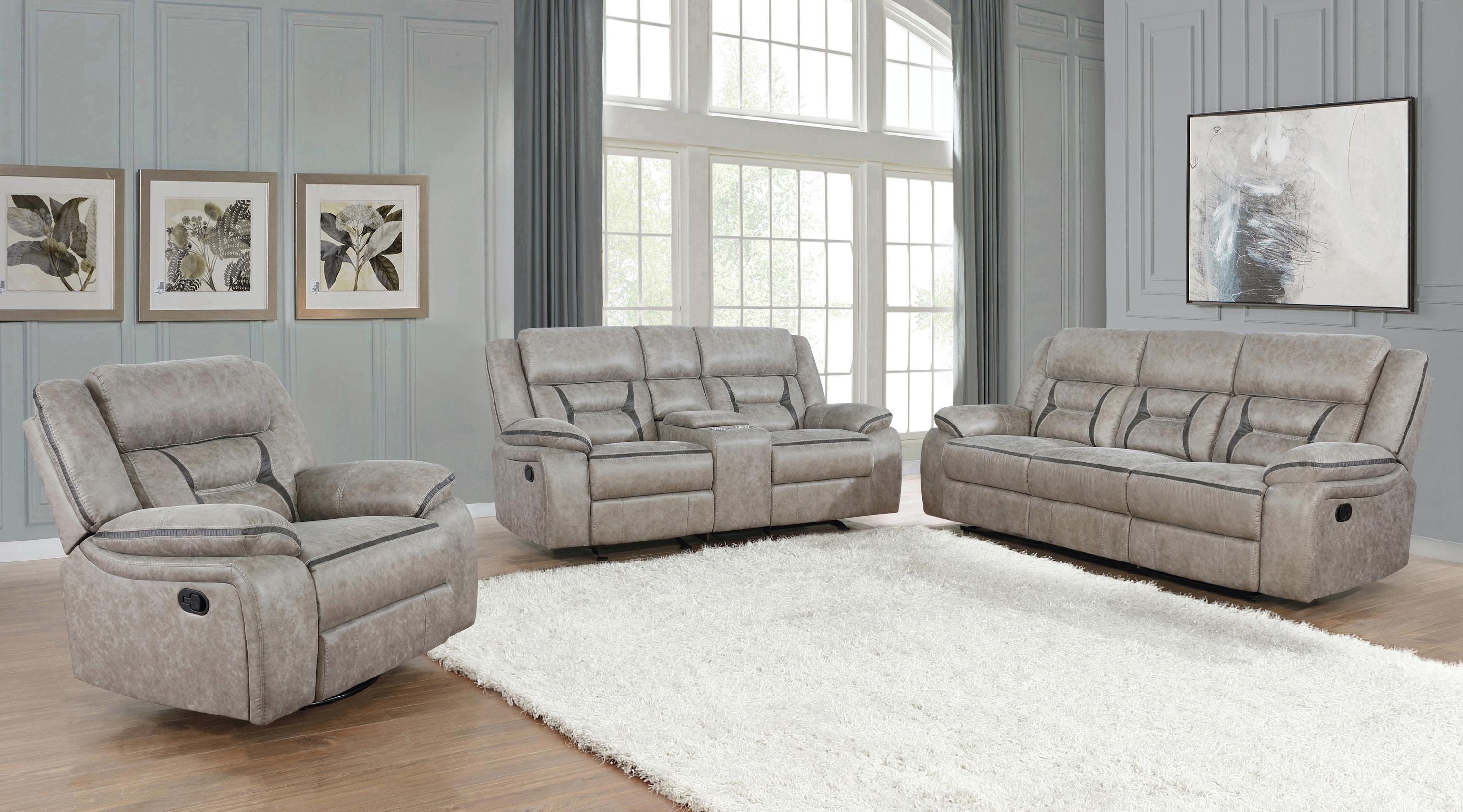

    
Transitional Taupe Leatherette Living Room Set 3pcs Coaster 651351-S3 Greer
