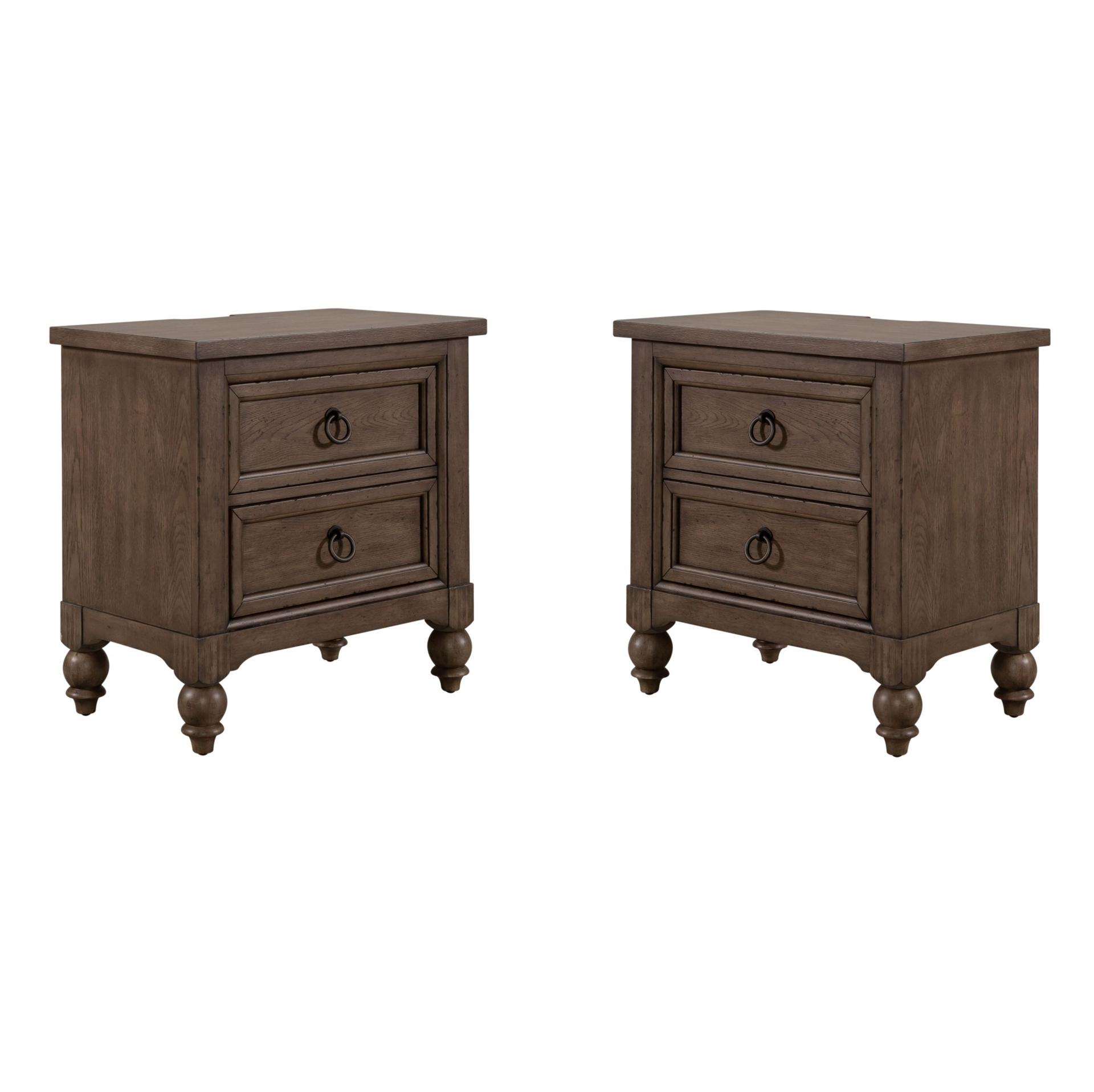 Transitional Nightstand Set Americana Farmhouse (615-BR) 615-BR61-Set-2 in Taupe 