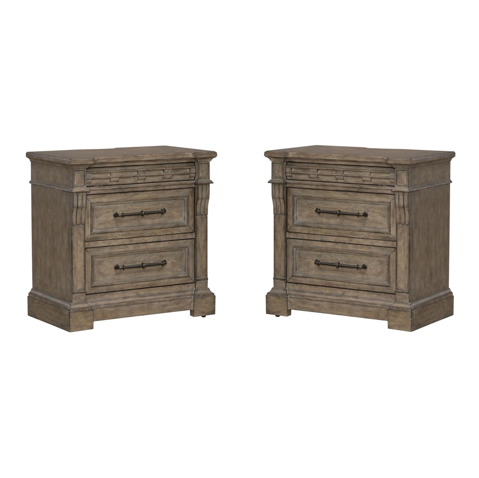 Transitional Nightstand Set Town & Country (711-BR) 711-BR61-Set-2 in Taupe 