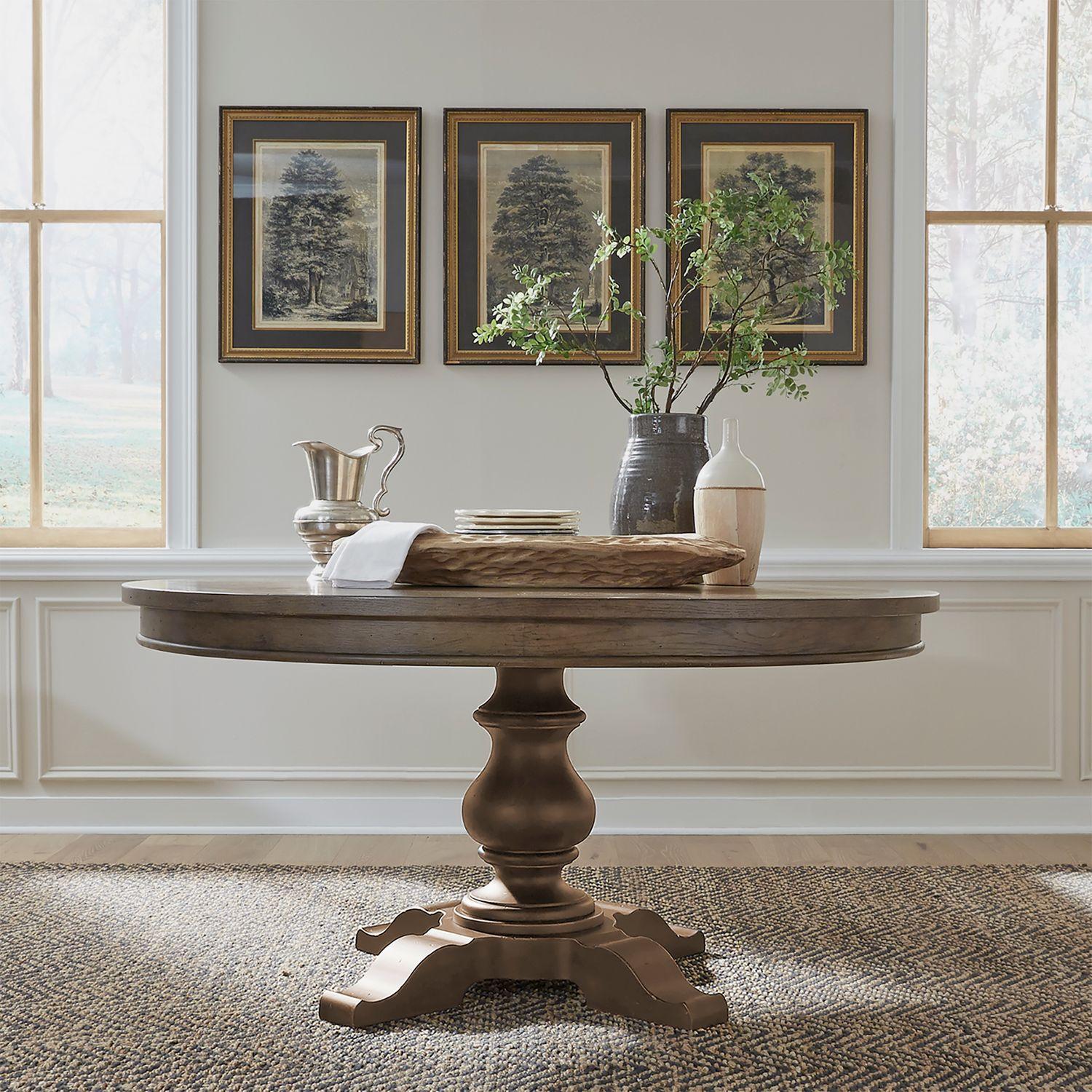 

    
Transitional Taupe Pedestal Table 615-DR-PED Liberty Furniture
