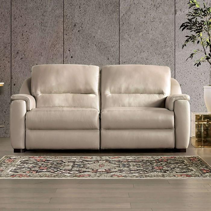 Transitional Power Reclining Loveseat Altamura Power Reclining Loveseat FM90002TP-LV-PM-L FM90002TP-LV-PM-L in Taupe Real Leather