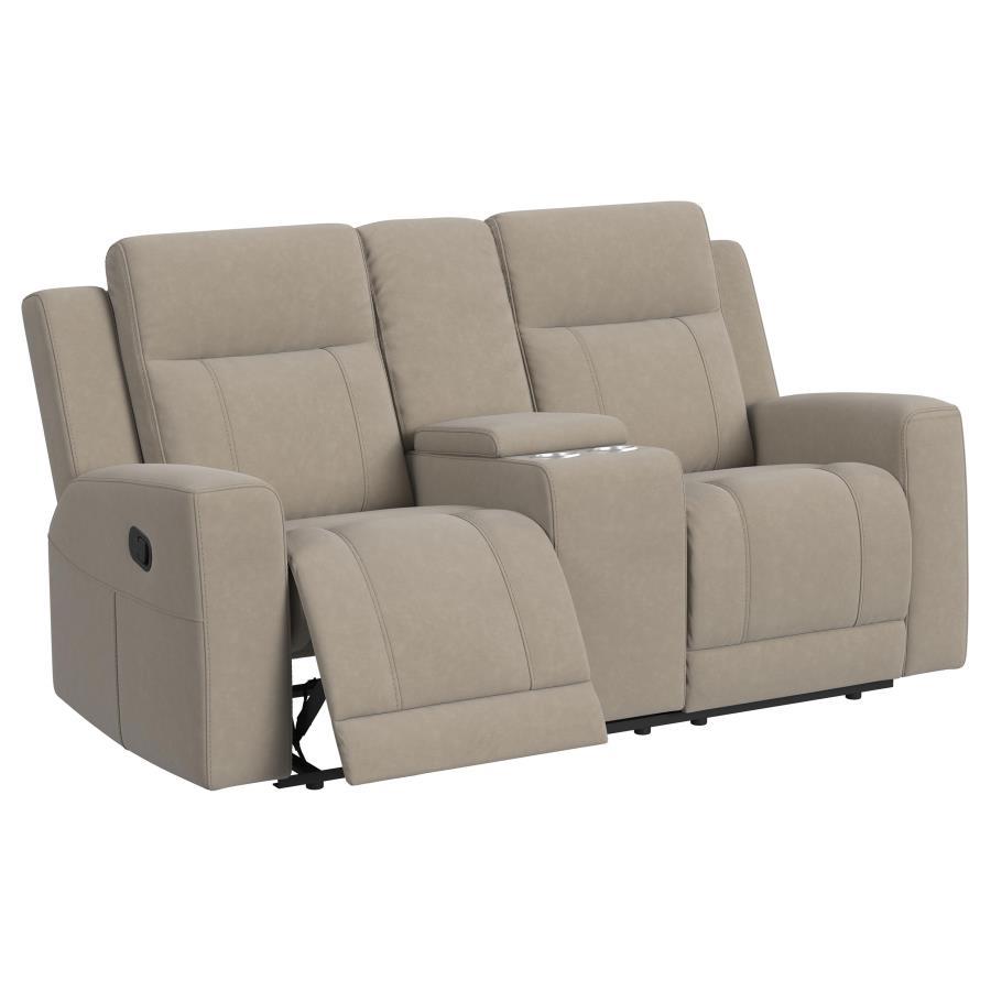 

    
Transitional Taupe Wood Reclining Loveseat Coaster Brentwood 610282
