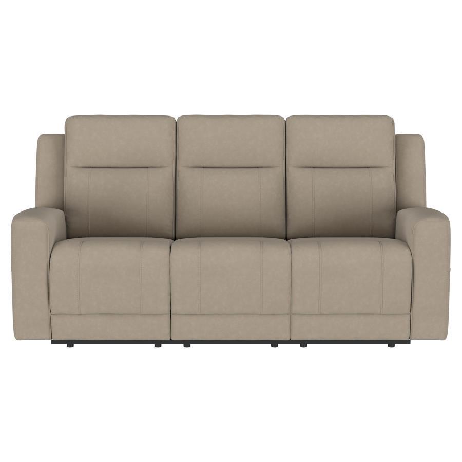 

    
Transitional Taupe Wood Reclining Sofa Coaster Brentwood 610281
