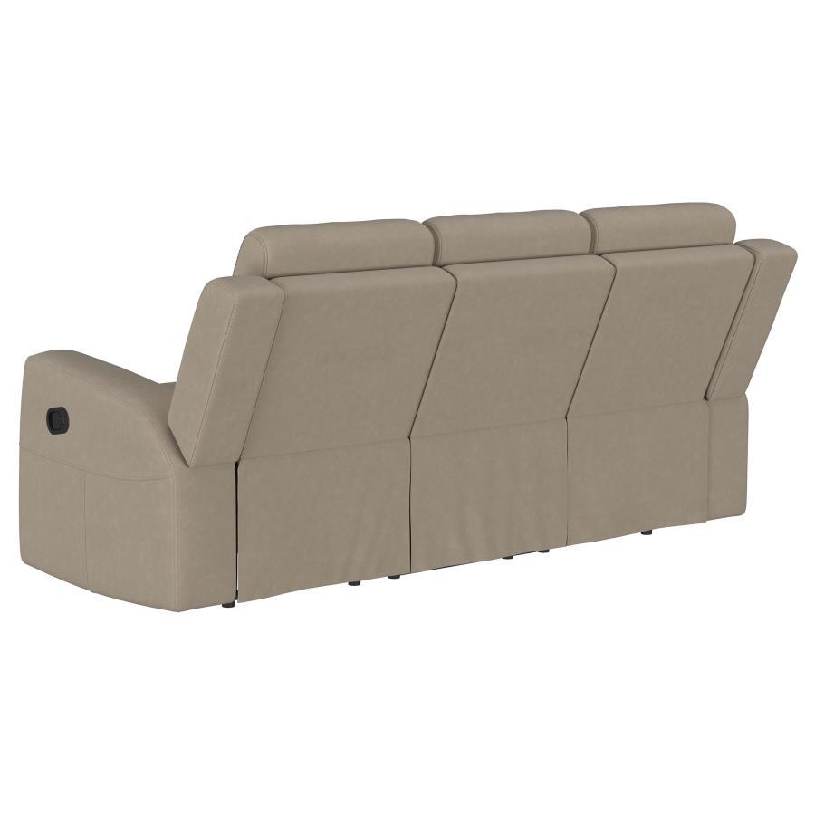 

                    
Coaster Brentwood Reclining Sofa 610281-S Reclining Sofa Taupe Leatherette Purchase 
