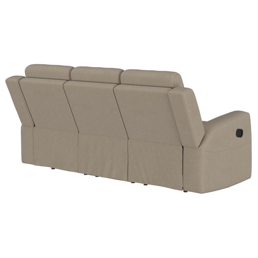 

    
610281-S Transitional Taupe Wood Reclining Sofa Coaster Brentwood 610281
