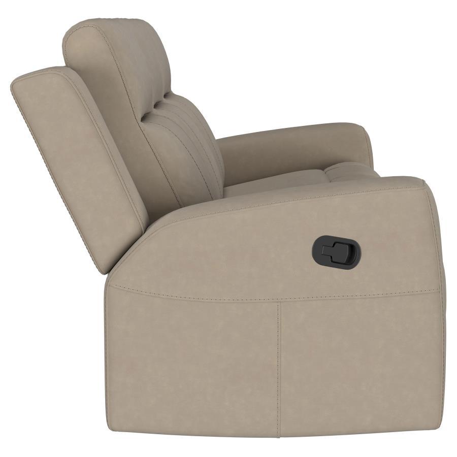

                    
Buy Transitional Taupe Wood Reclining Sofa Coaster Brentwood 610281
