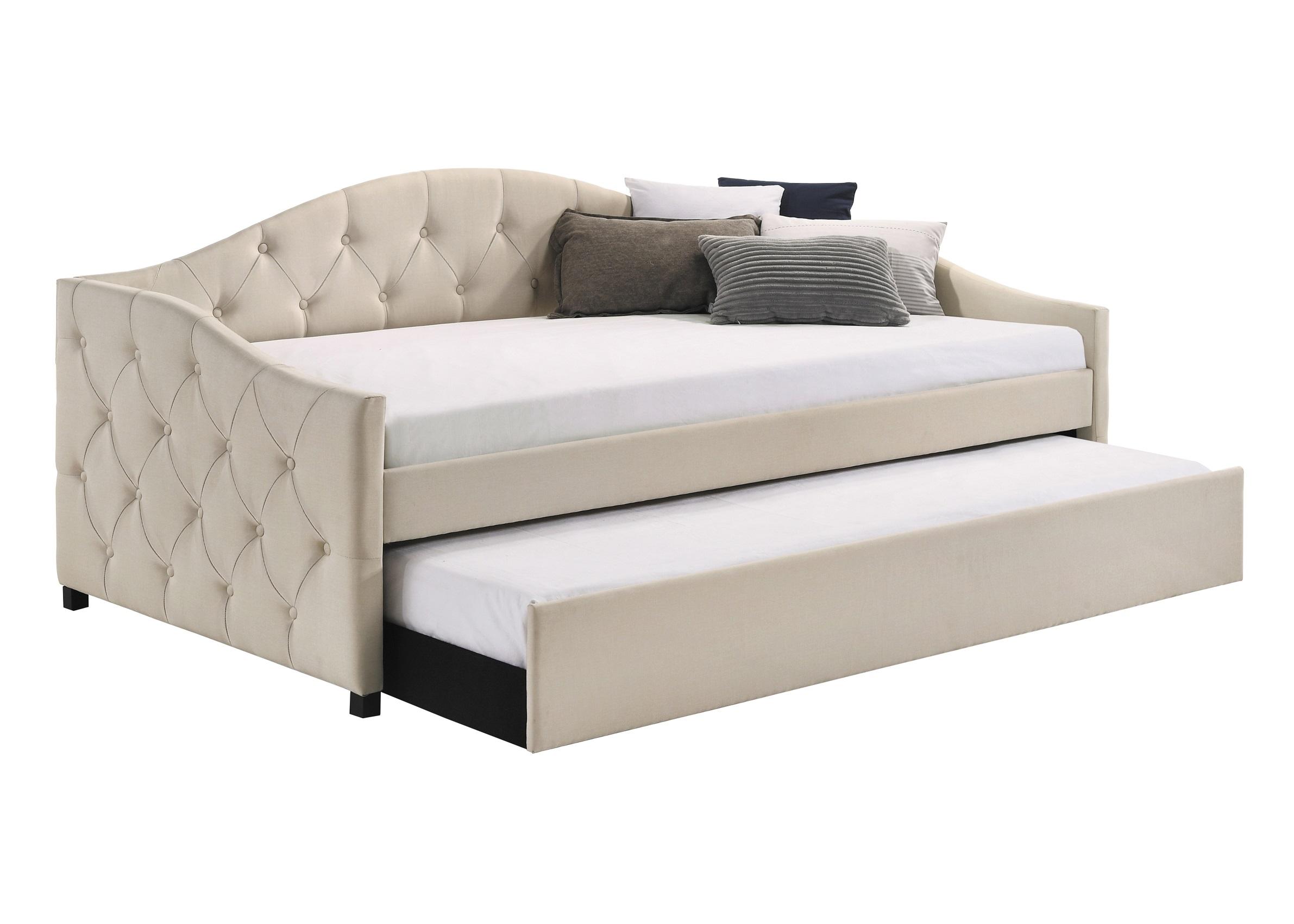 

    
Transitional Taupe Woven Fabric & Poplar Twin Daybed w/Trundle Coaster 300639 Sadie
