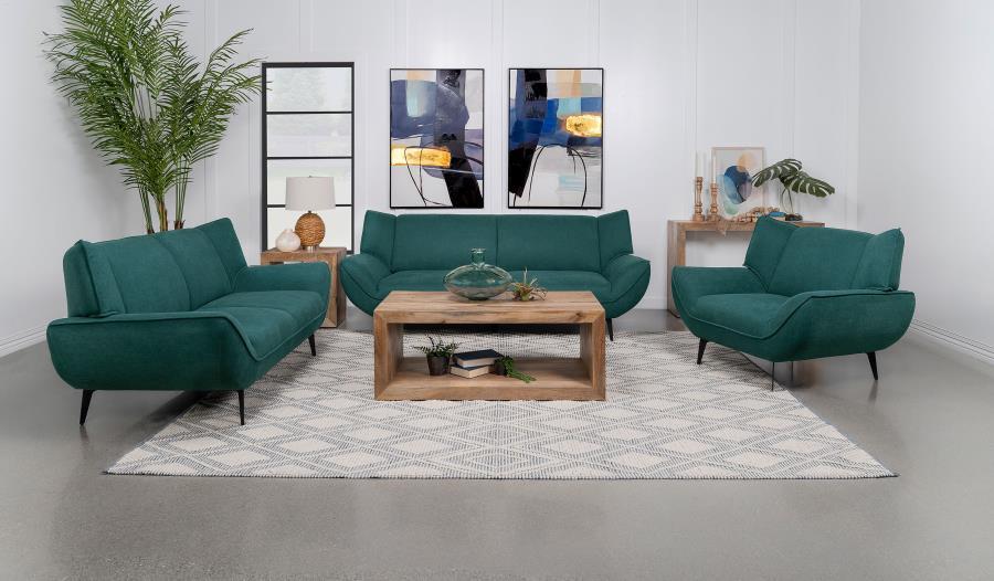 Modern Living Room Set Acton Living Room Set 3PCS 511161-S-3PCS 511161-S-3PCS in Teal, Blue Fabric