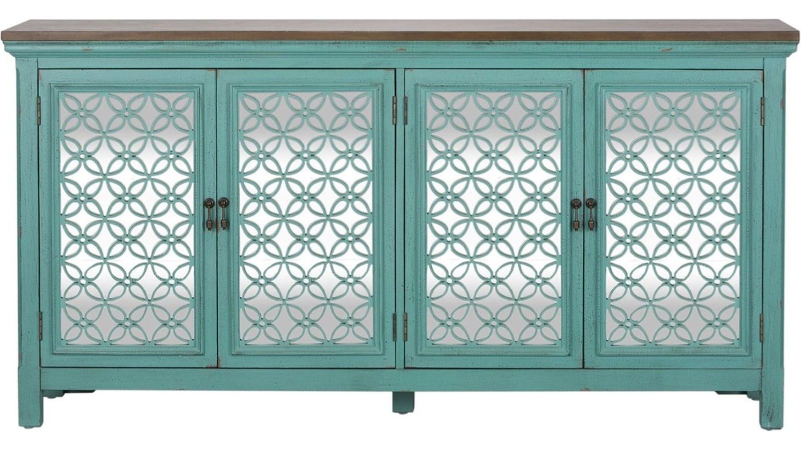 

    
Transitional Turquoise Wood 4 Doors Accent Cabinet Kengsinton  (2011-AC) Liberty Furniture
