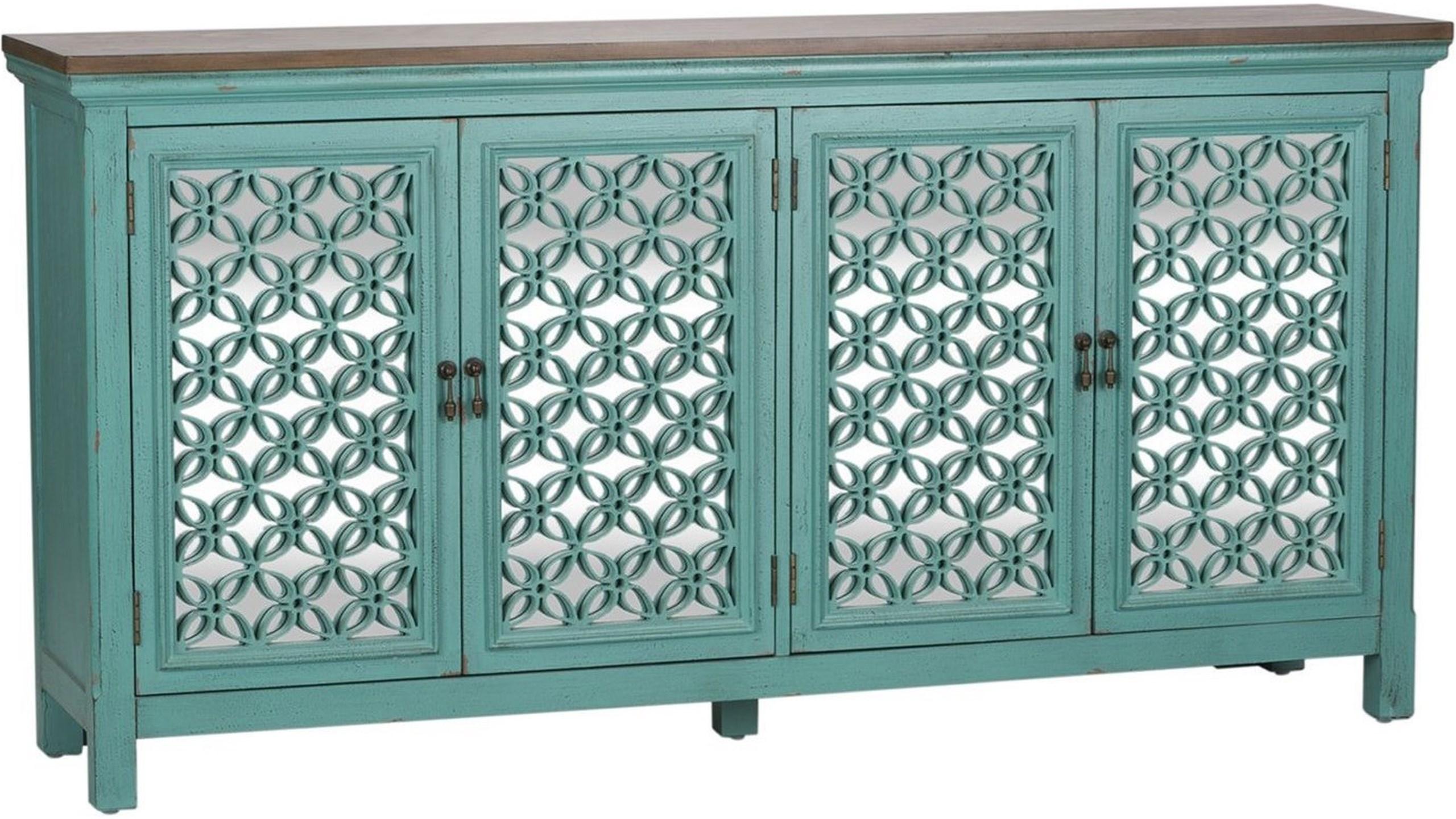 

    
Transitional Turquoise Wood 4 Doors Accent Cabinet Kengsinton  (2011-AC) Liberty Furniture
