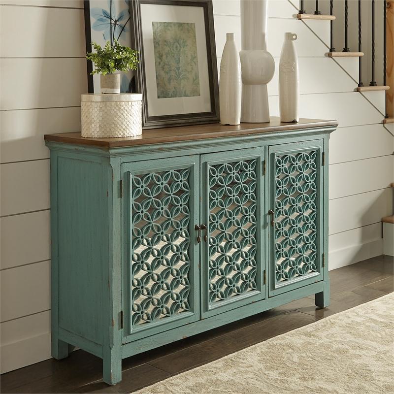 

    
Transitional Turquoise Wood 3 Door  Accent Cabinet Kengsinton  (2011-AC) Liberty Furniture
