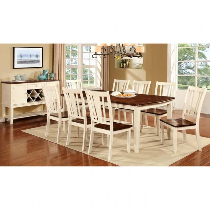 

    
Transitional Vintage White/Cherry Solid Wood Dining Room Set 2PCS Furniture of America Dover CM3326WC-T-2PCS
