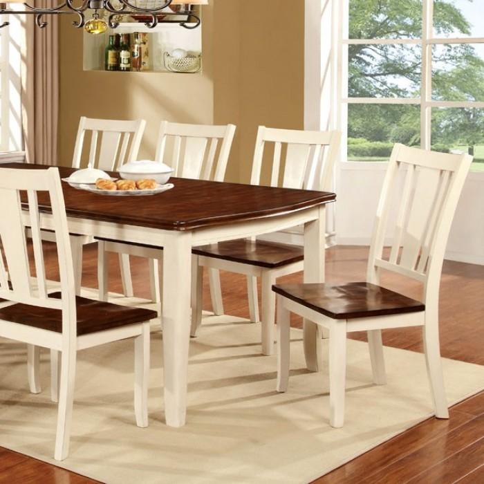 

    
Transitional Vintage White/Cherry Solid Wood Dining Room Set 2PCS Furniture of America Dover CM3326WC-T-2PCS
