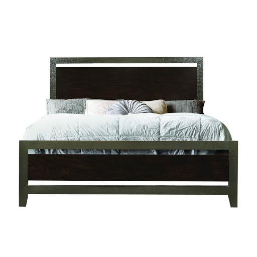 

    
Transitional Walnut Finish Metal Frame Panel Queen Bed Charleen-26680Q Acme
