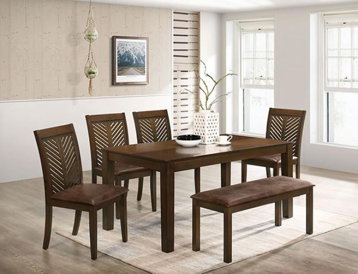 

    
Transitional Walnut Solid Wood Dining Room Set 6pcs Furniture of America CM3490T-Set-6 Garnett
