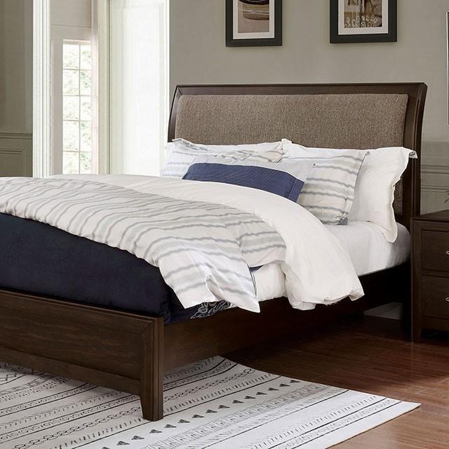 Transitional Panel Bed Jamie Queen Panel Bed FOA7917-Q FOA7917-Q in Light Brown, Walnut 