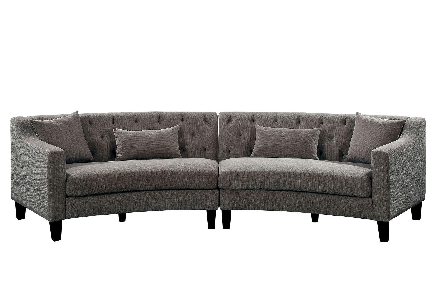Transitional Sectional Sofa and Ottoman CM6370-2PC Sarin CM6370-2PC in Warm Gray Chenille