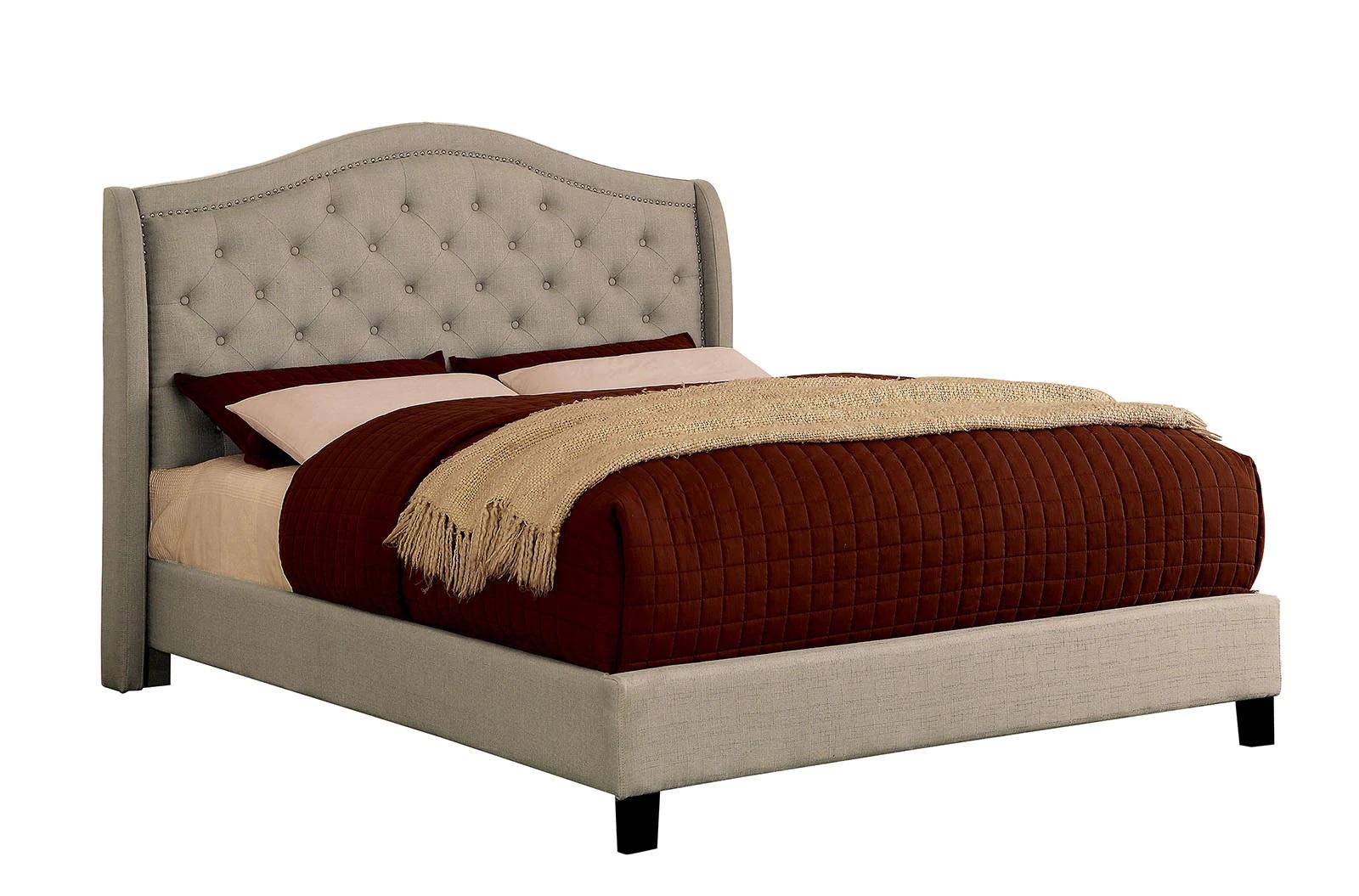Transitional Platform Bed CM7160-CK Carly CM7160-CK in Warm Gray 