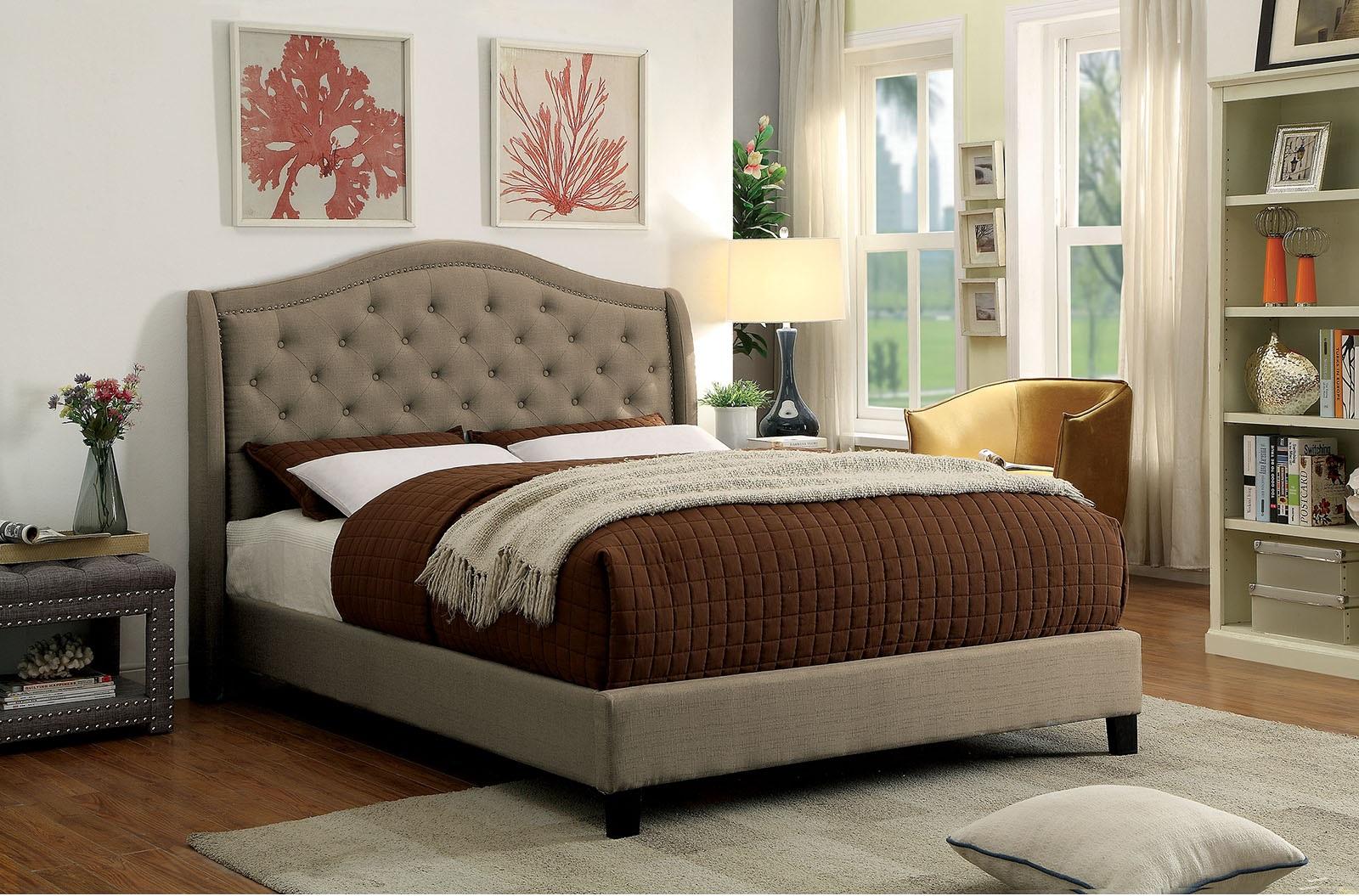 

    
Furniture of America CM7160-CK Carly Platform Bed Warm Gray CM7160-CK
