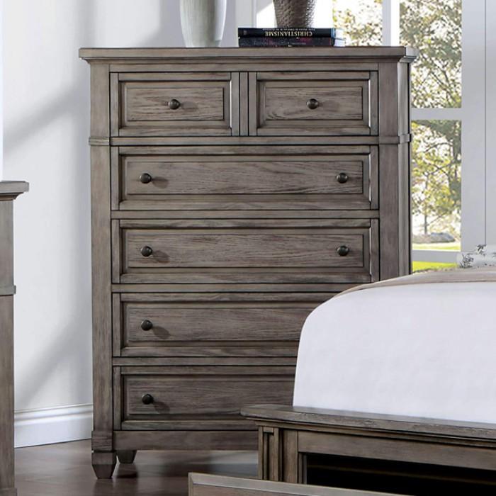 

    
Transitional Warm Gray Solid Wood Chest Furniture of America Durango CM7461GY-C
