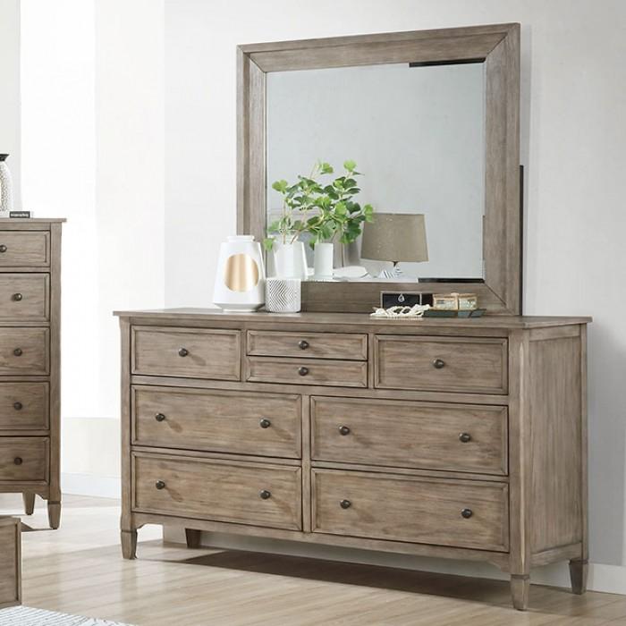 Transitional Dresser With Mirror Anneke Dresser With Mirror 2PCS FOA7173D-2PCS FOA7173D-2PCS in Warm Gray 