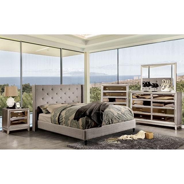 

        
Furniture of America Anabelle King Platform Bed CM7677GY-EK Platform Bed Warm Gray Linen-like Fabric 26565198489849

