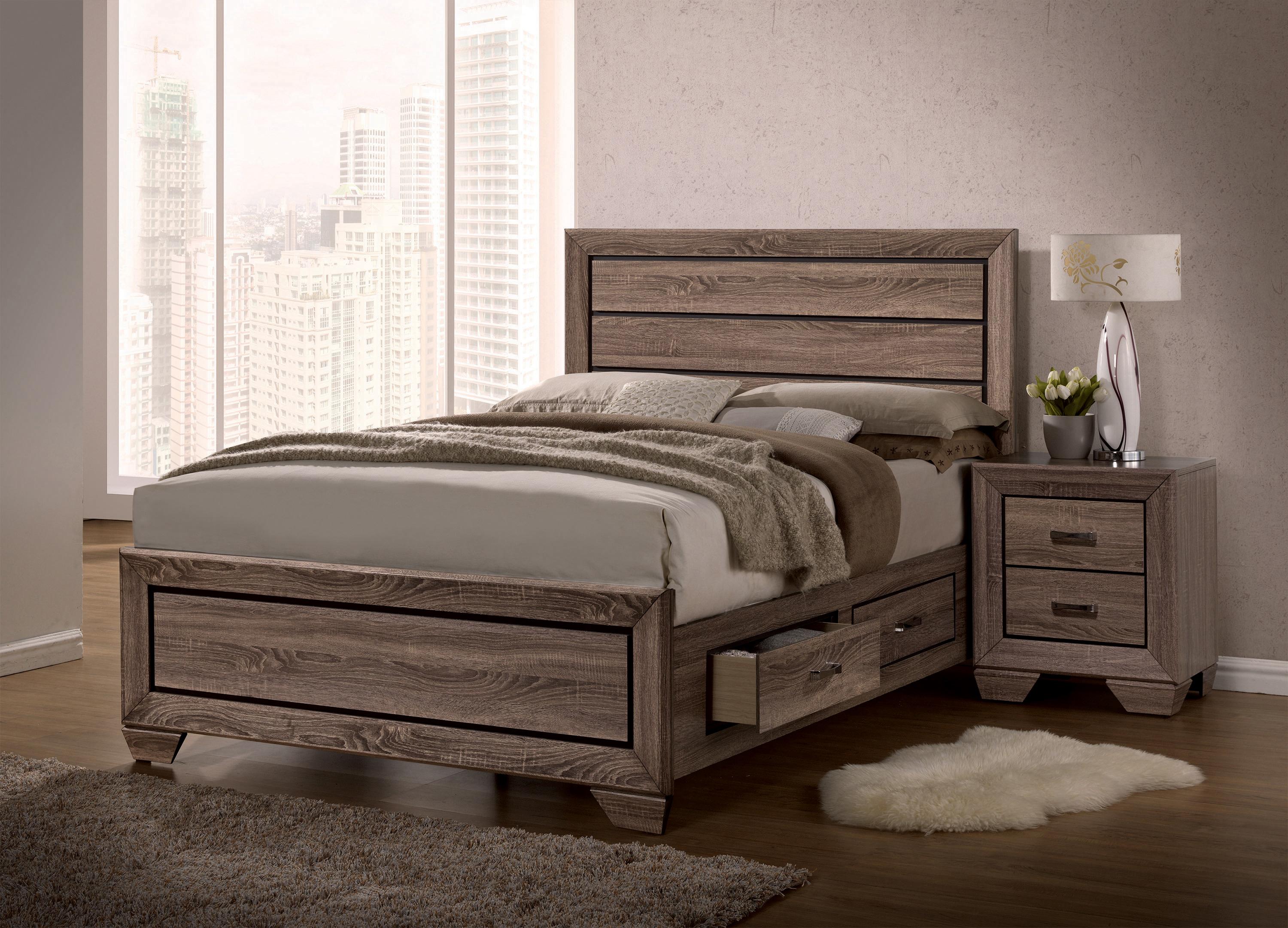 Transitional Bedroom Set 204190KW-3PC Kauffman 204190KW-3PC in Taupe 