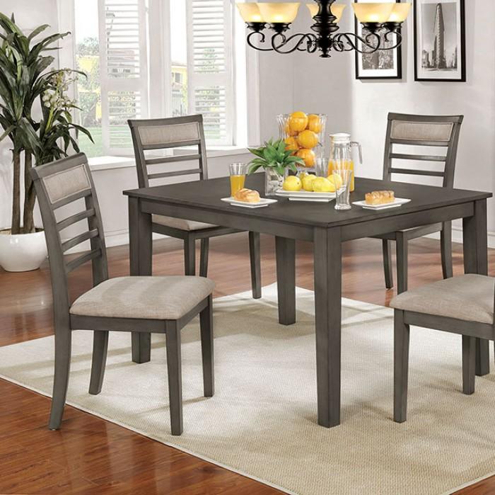 Transitional Dining Room Set CM3607T-5PK Taylah CM3607T-5PK in Gray, Beige Fabric