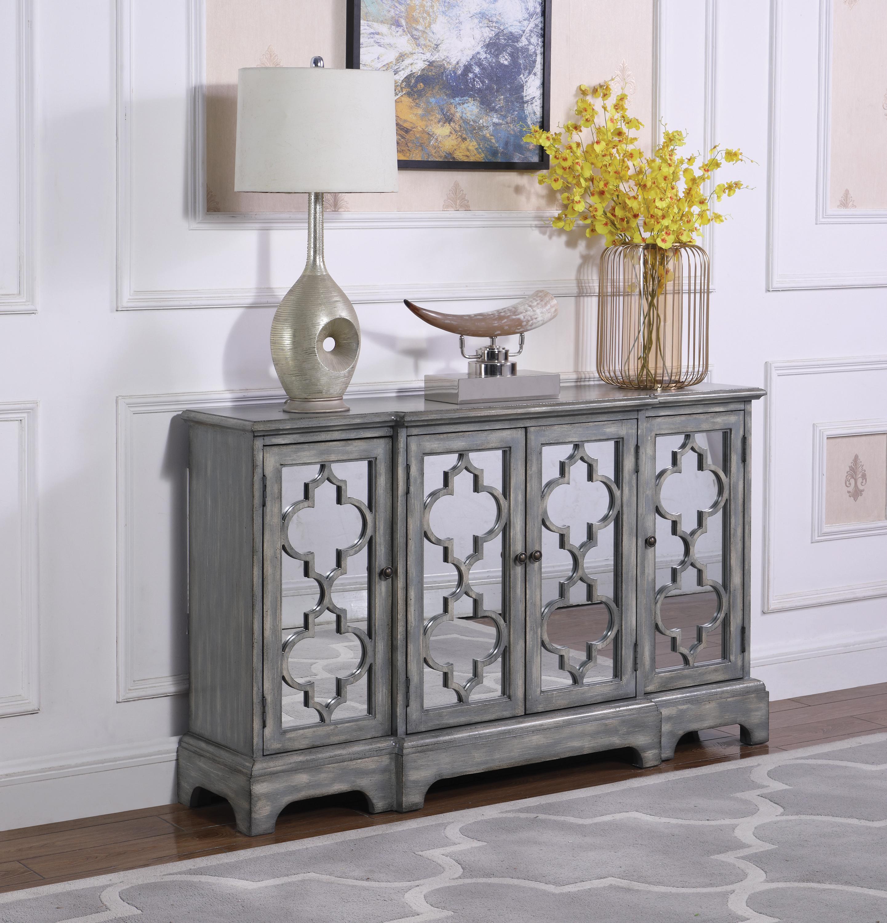 

    
950822 Transitional Weathered Gray Finish Wood Accent Cabinet Coaster 950822
