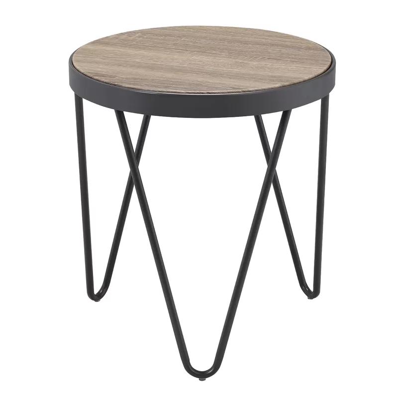 

    
Transitional Weathered Gray Oak & Metal End Table by Acme Bage 81737
