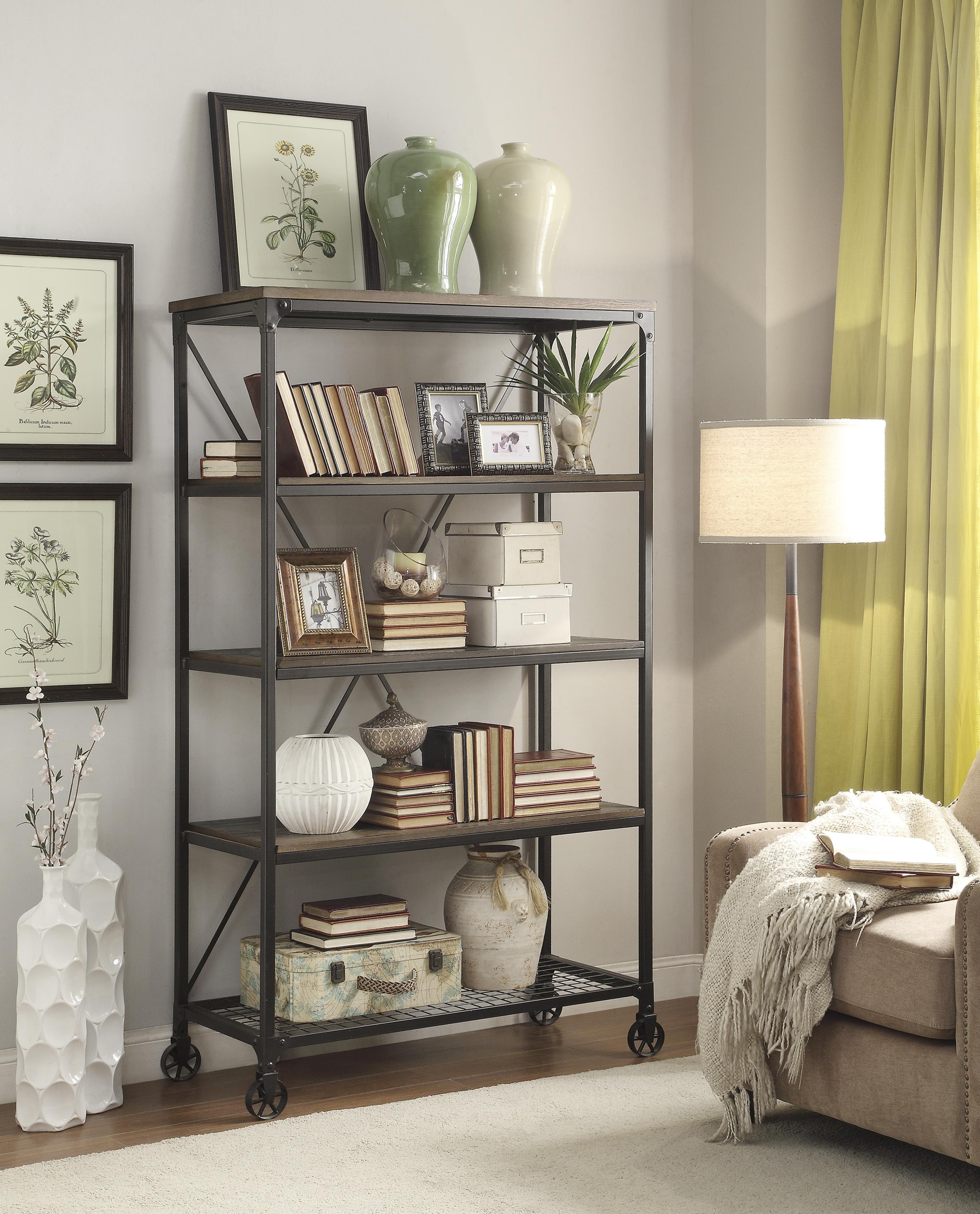 

    
Transitional Weathered Natural Engineered Wood Bookcase Homelegance Millwood 5099-17
