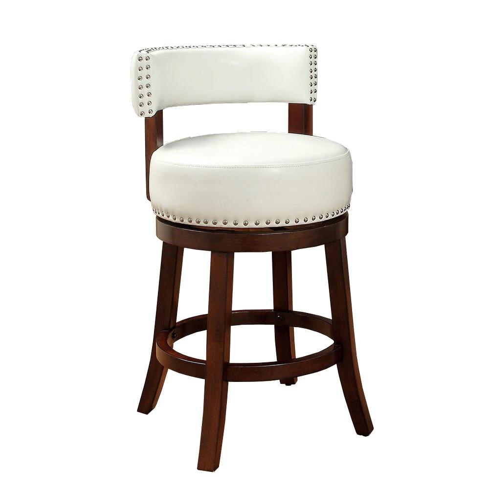 Transitional Bar Stool CM-BR6251WH-24-2PK Shirley CM-BR6251WH-24-2PK in White Leatherette