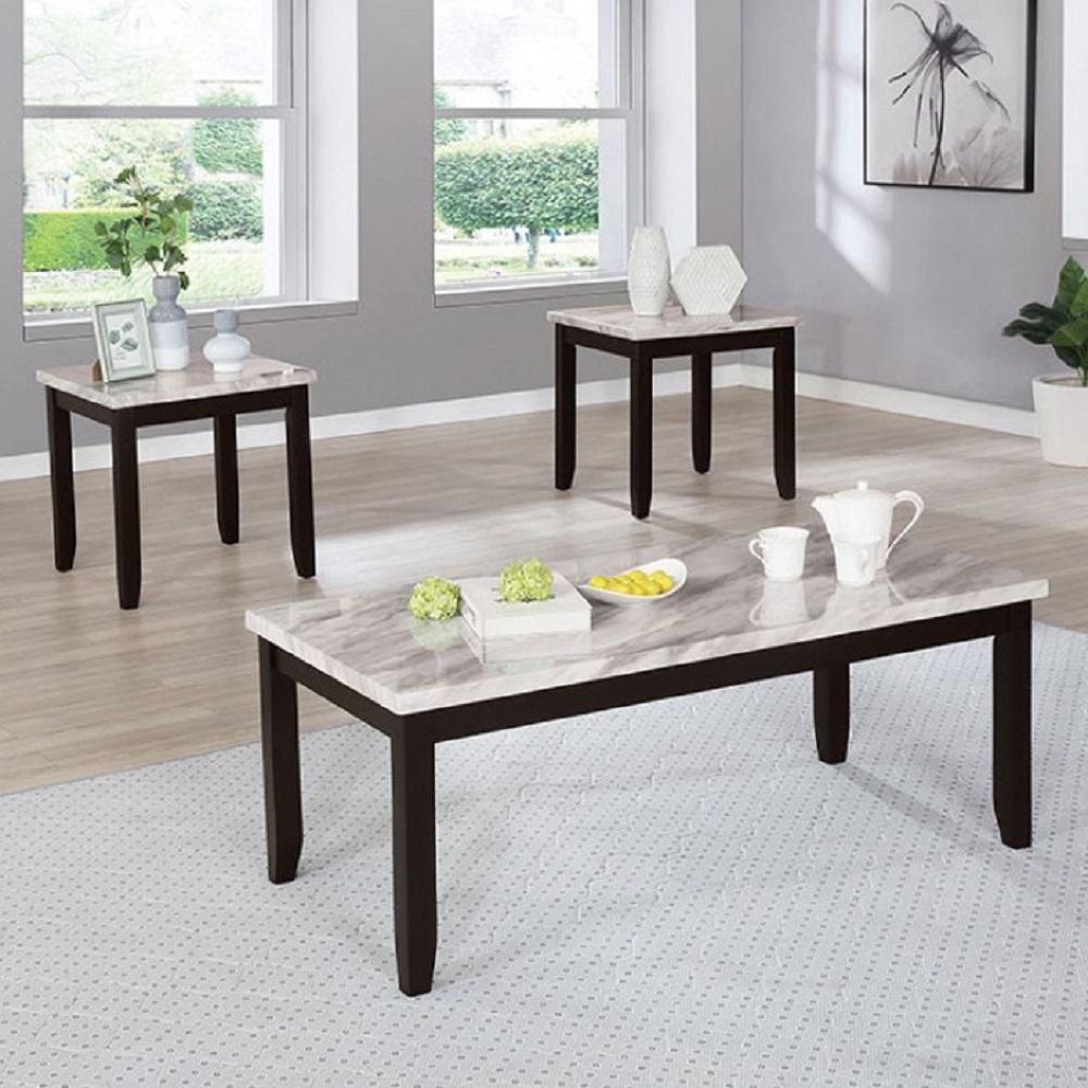 Transitional Coffee Table and 2 End Tables CM4544WH-3PK Adina CM4544WH-3PK in White 
