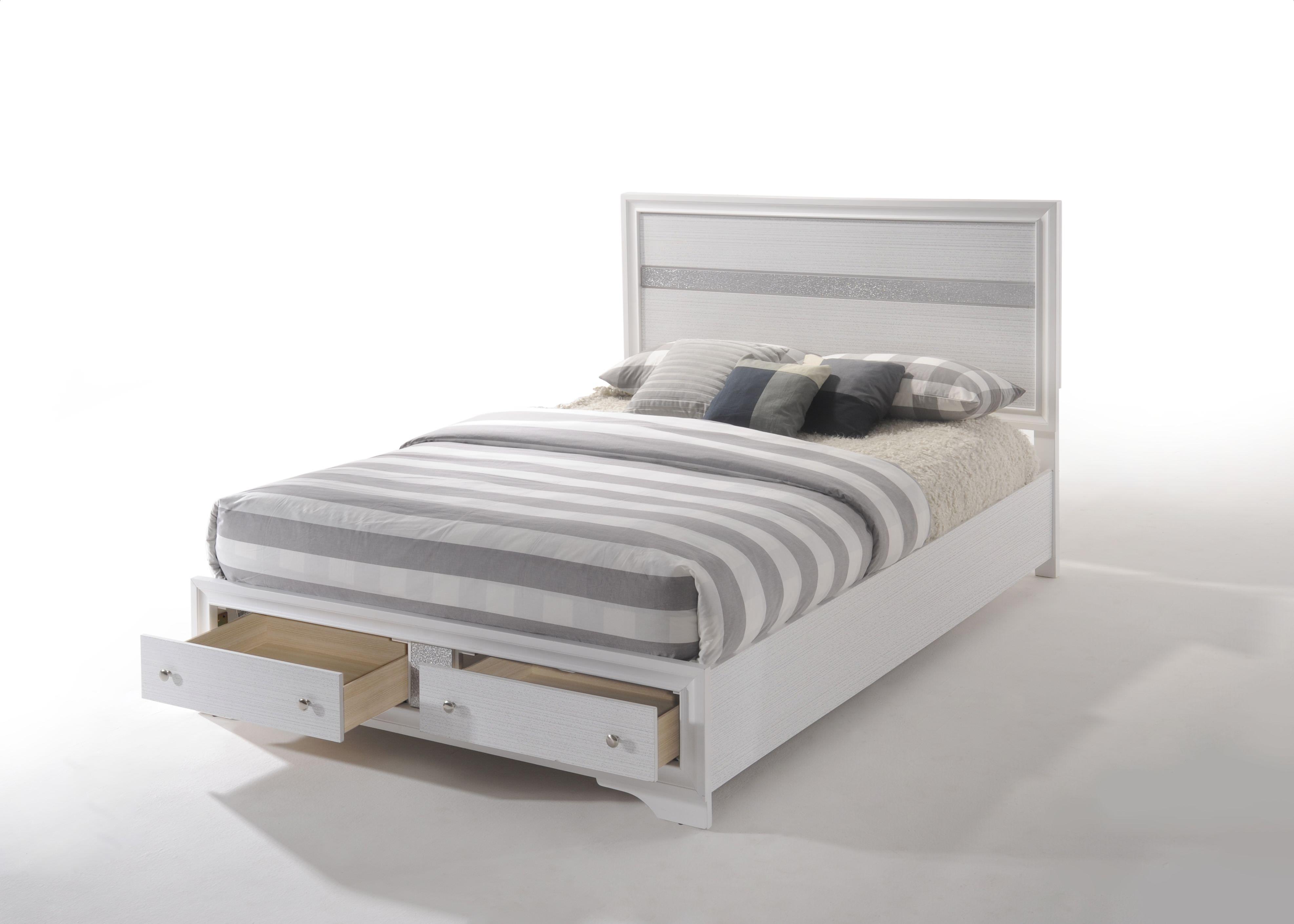 

    
White Finish Wood King Bed w/ Storage Contemporary Naima-25767EK Acme
