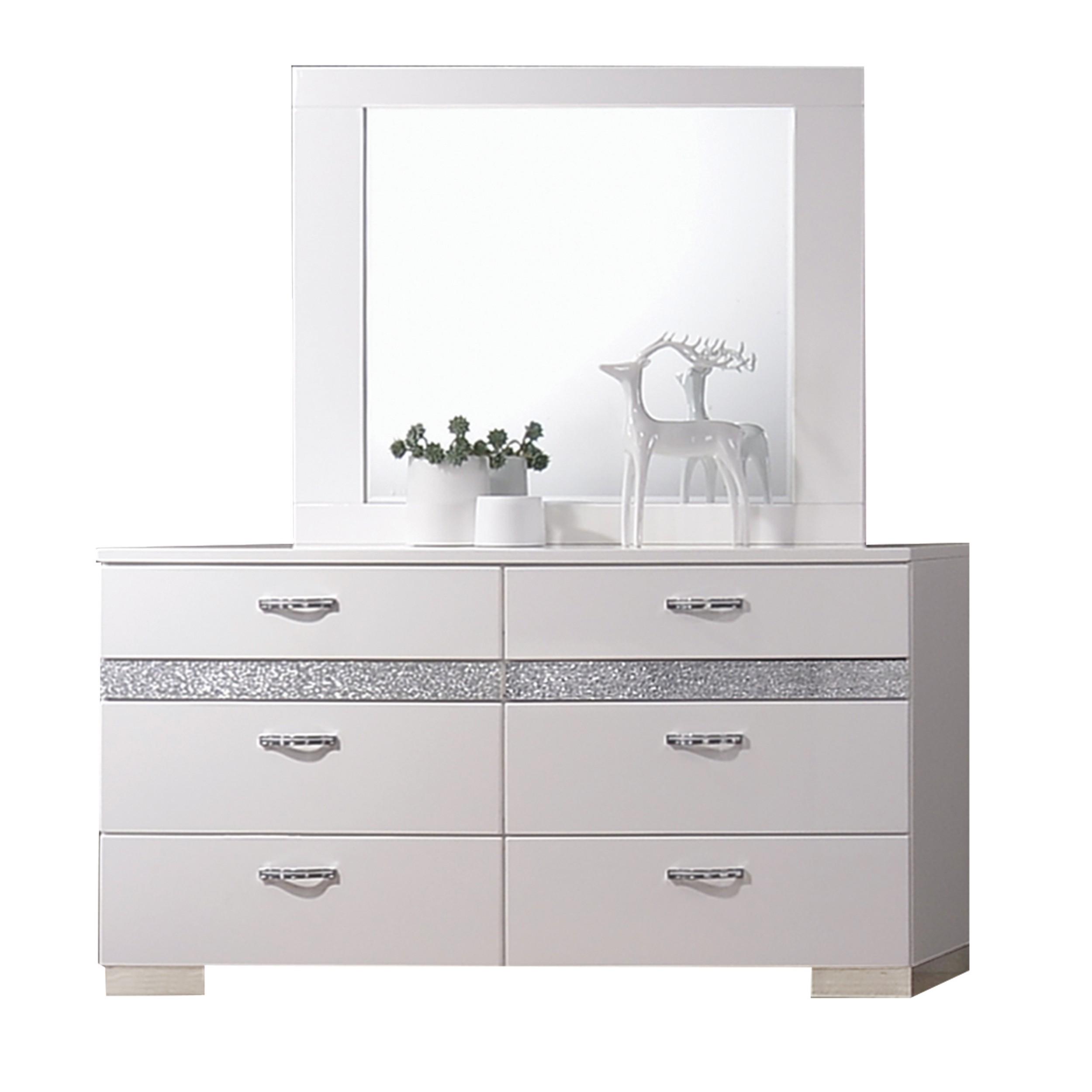 

                    
Buy White High Gloss Finish King Bedroom Set 5Pcs w/Chest Contemporary Naima II-26767EK Acme
