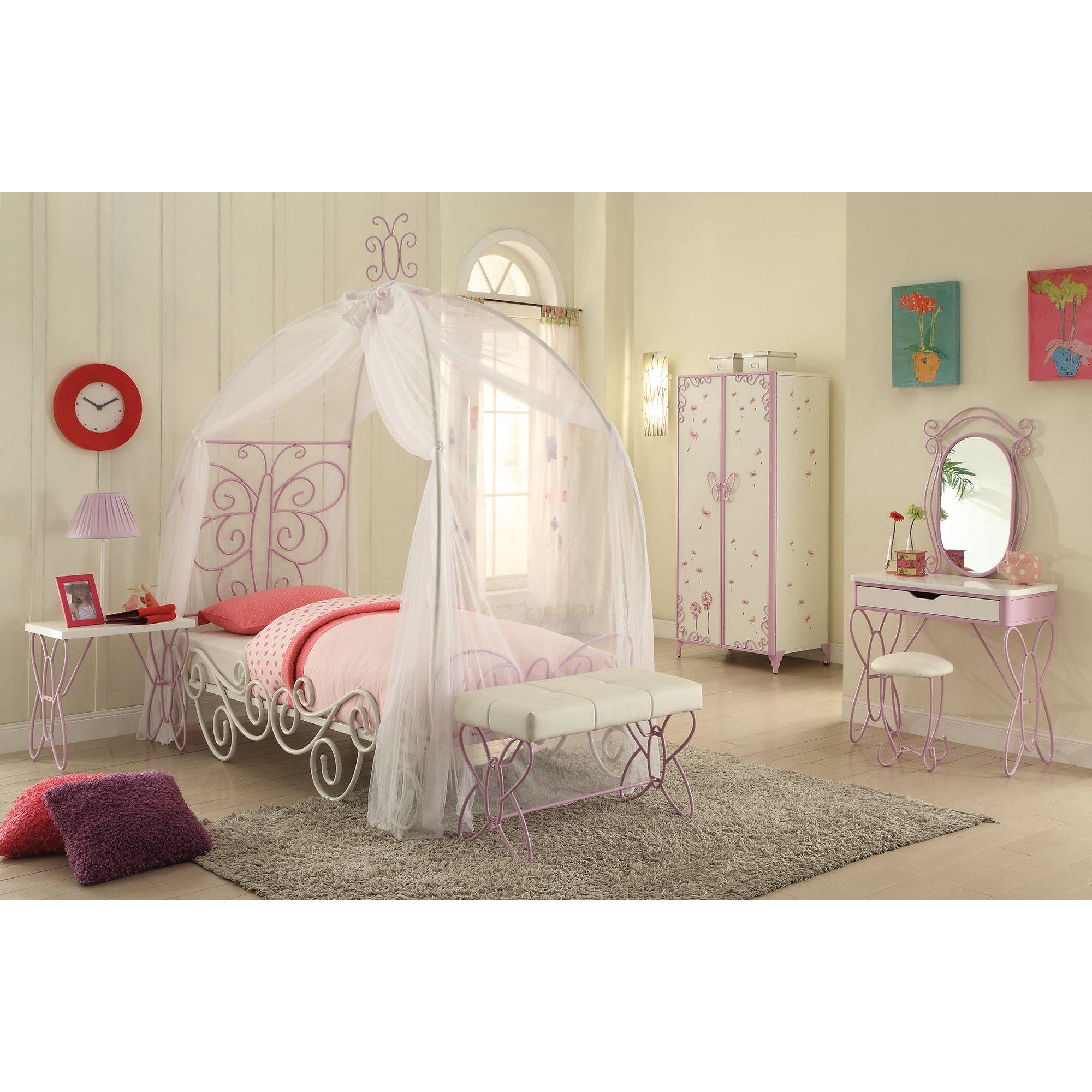 

    
Transitional White & Light Purple Full Bedroom Set Butterfly Design by Acme Priya II 30535F-6pcs
